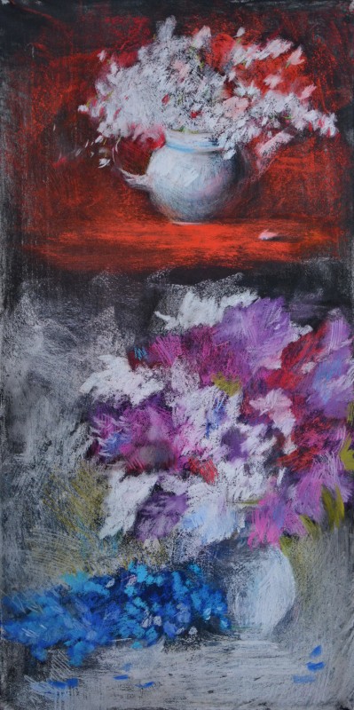 "Рисунок. Цветы" by Думитру Пуиу, 600x300mm, пастель / бумага