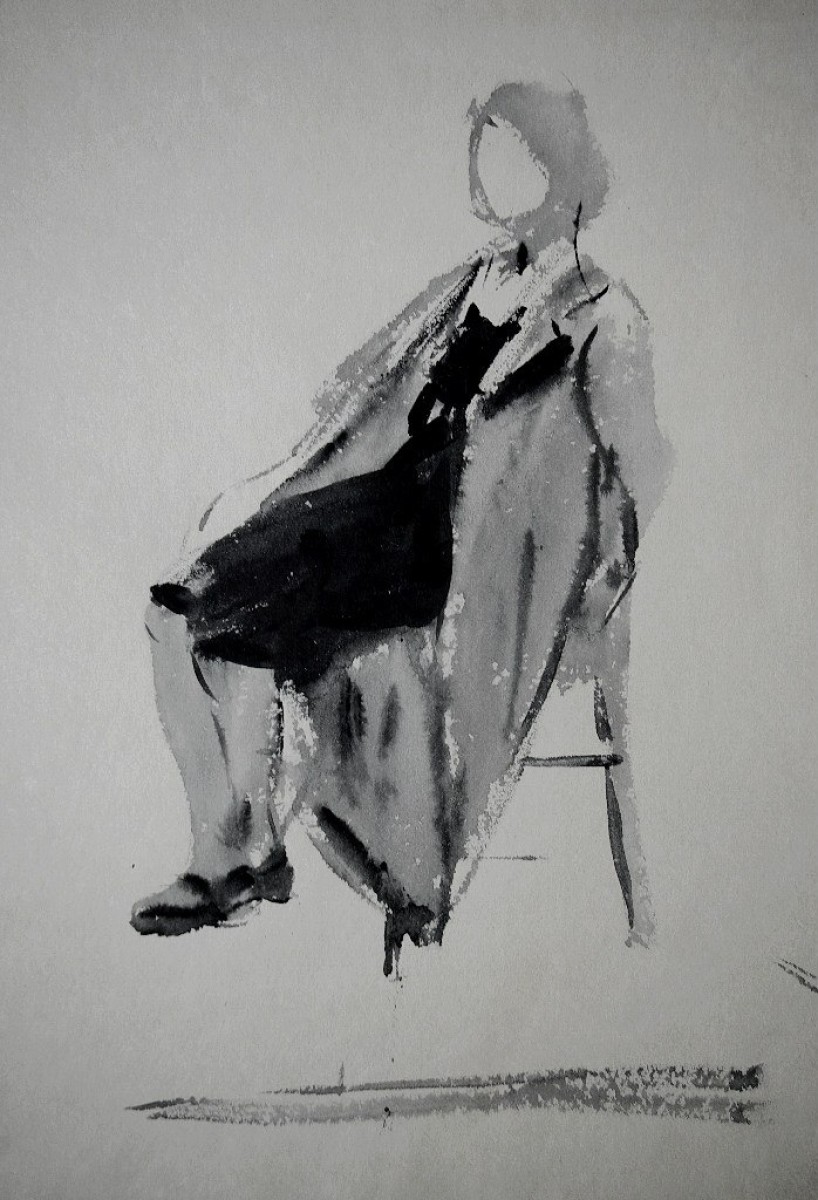 "Desen. Figură / semifigură" by Gheorghe Vrabie, creion pe hârtie