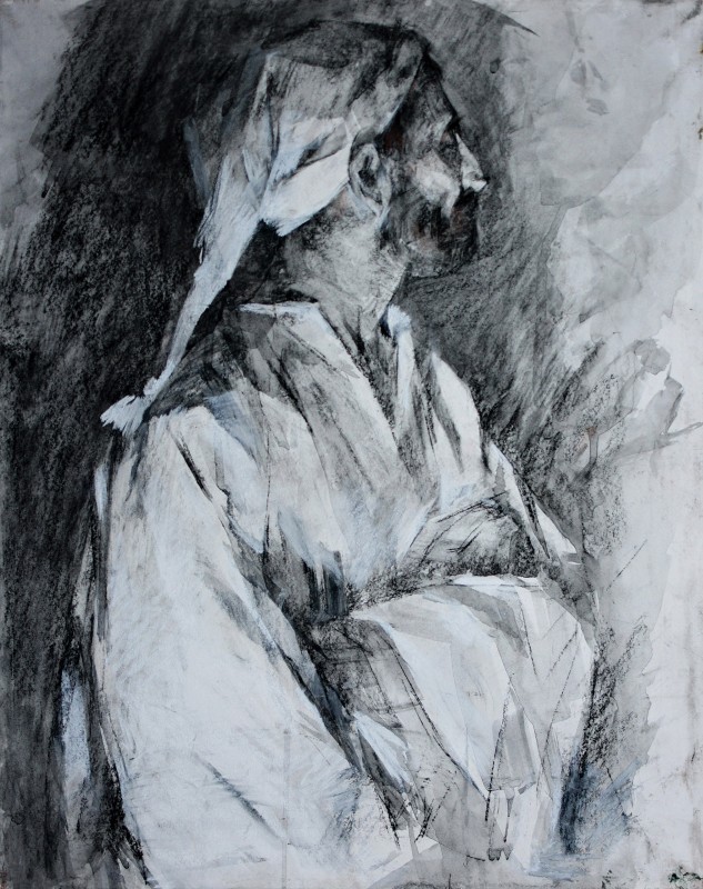 "Drawing. Portrait" by Cezar Ciobanu, 500x400mm, Russian sauce on paper