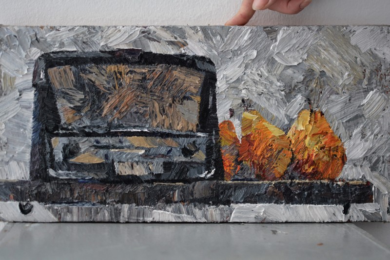 "Studiu. Natură statică" by Vitalie Golban, 2021, 200x400mm, ulei pe pânză