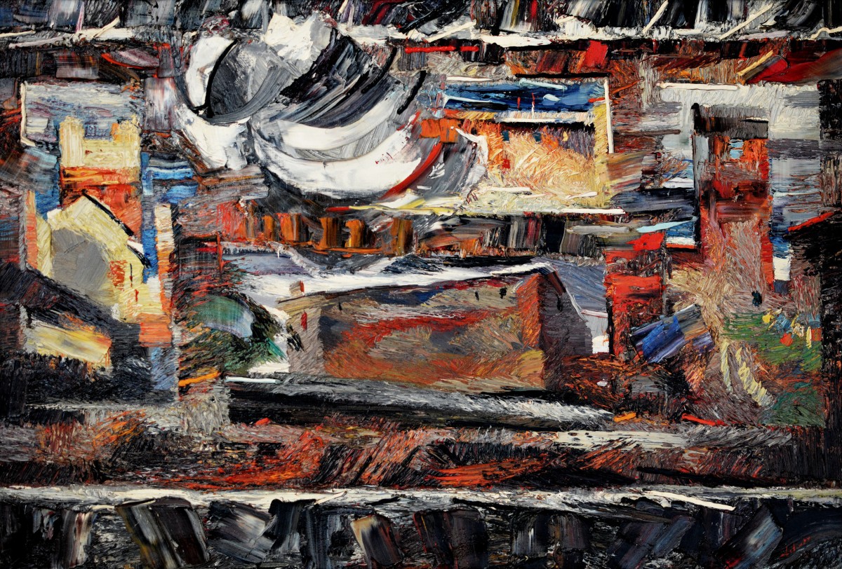 "Atelier" by Anatol Ghimpu, 2001, 680x1000mm, ulei pe pânză