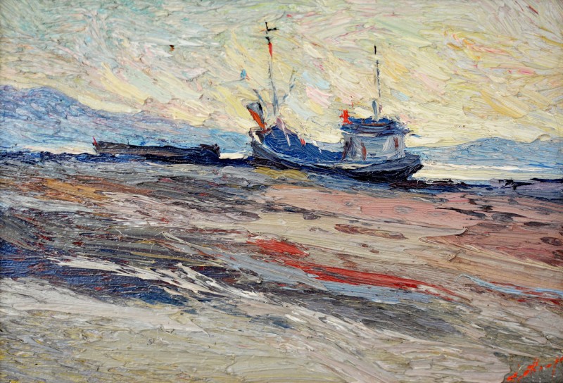 "Krasnovodsk" by Anatol Ghimpu, 1999, 210x300mm, oil on canvas