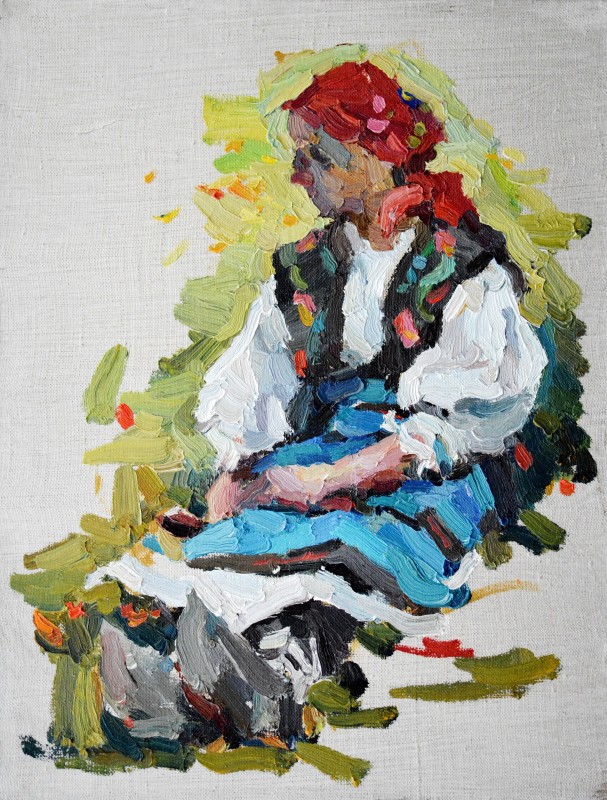 "Живопись. Пленэр. Фигура / полуфигура. Продолжительный" by Cэтэлин Граур, 420x320mm, масло / холст