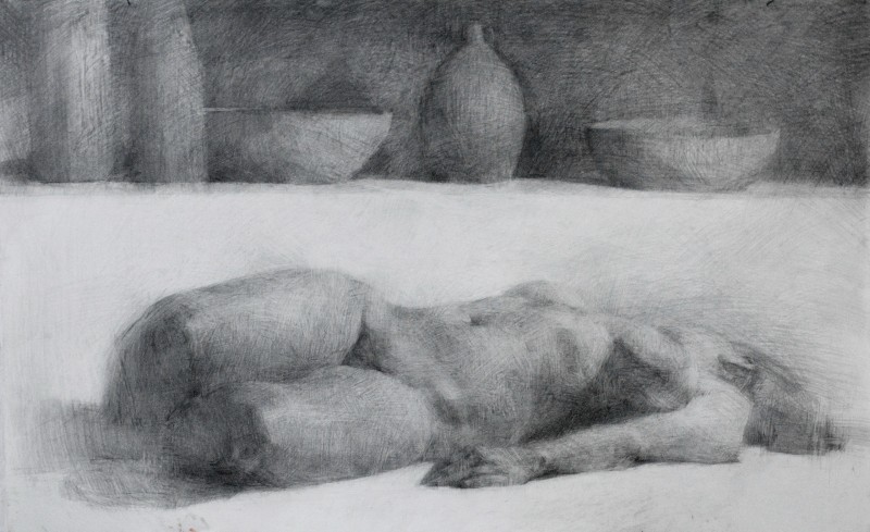 "Drawing. Nude. Long term" by Alexandru Untilov, 1000x600mm, pencil on paper