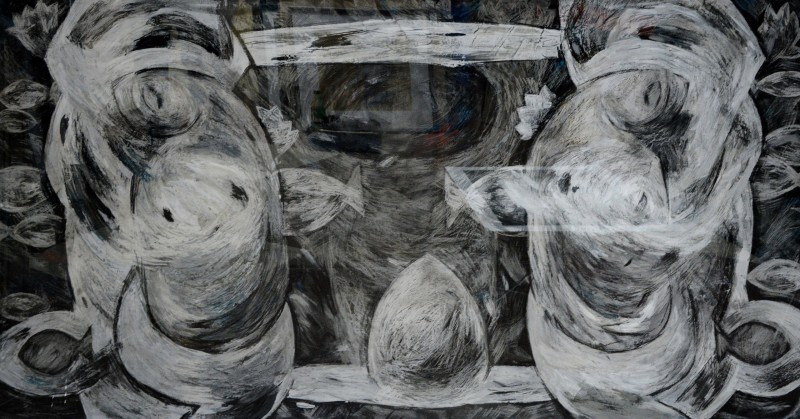 "Drawing. Long term" by Alexandra Clapatiuc, 800x1500mm, mixed technique on paper
