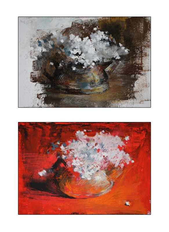 "Drawing. Flowers" by Mihai Onciu, 200x300mm, 200x300mm, Russian sauce on paper