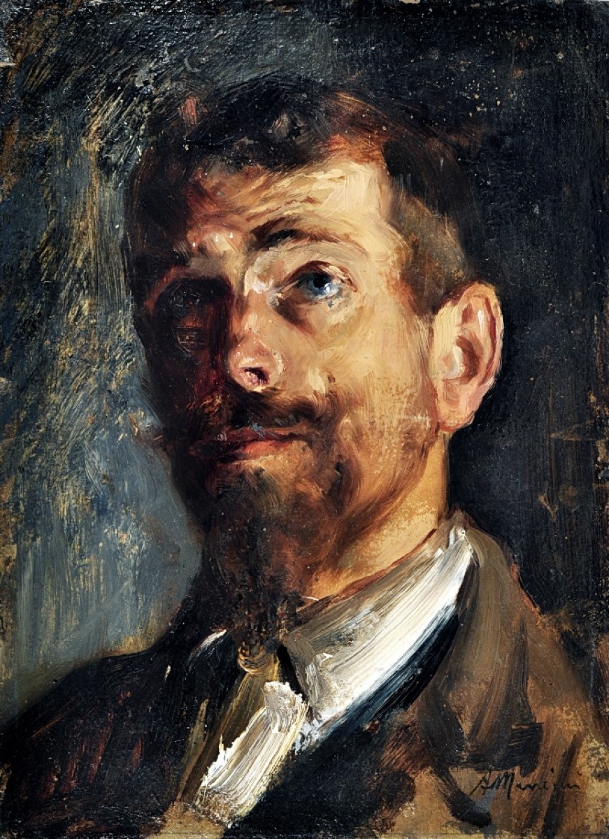 "Painting. Portrait" by Antonio Mancini, oil on canvas