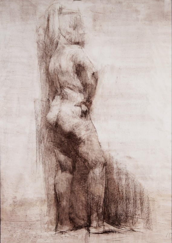 "Nud" by Ion Viznovici, 2008, 700x500mm, sepia pe hârtie