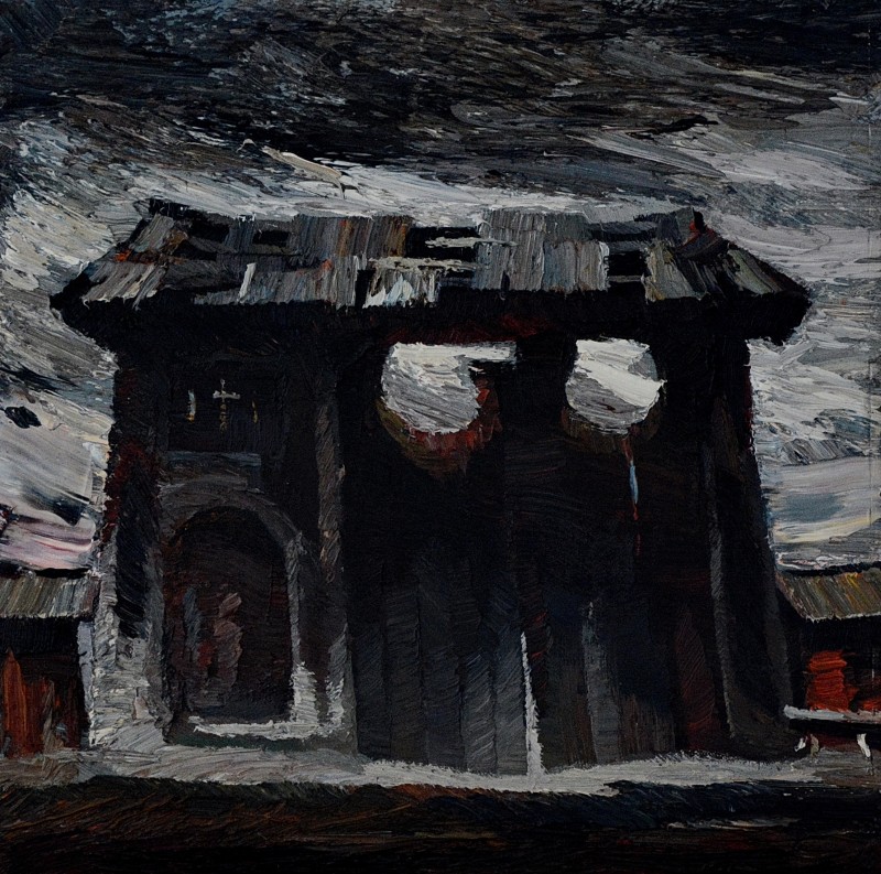 "Porți. Maramureș" by Anatol Ghimpu, 2005, 420x420mm, ulei pe pânză