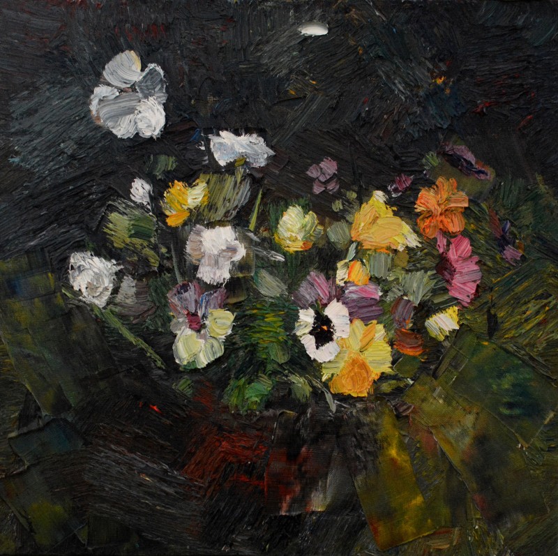 "Still life with flowers" by Ion Golubei, 2015, 400x600mm, oil on canvas