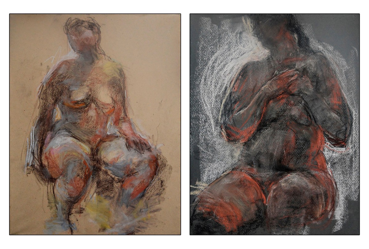 "Зарисовки. Обнаженка" by Ион Голубей, 2014, 400x300mm x 2, пастель / бумага