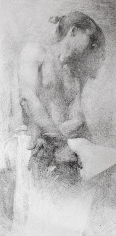 "Seminud tematic" by Alexandru Untilov, 2015, 1000x500mm, pencil on paper