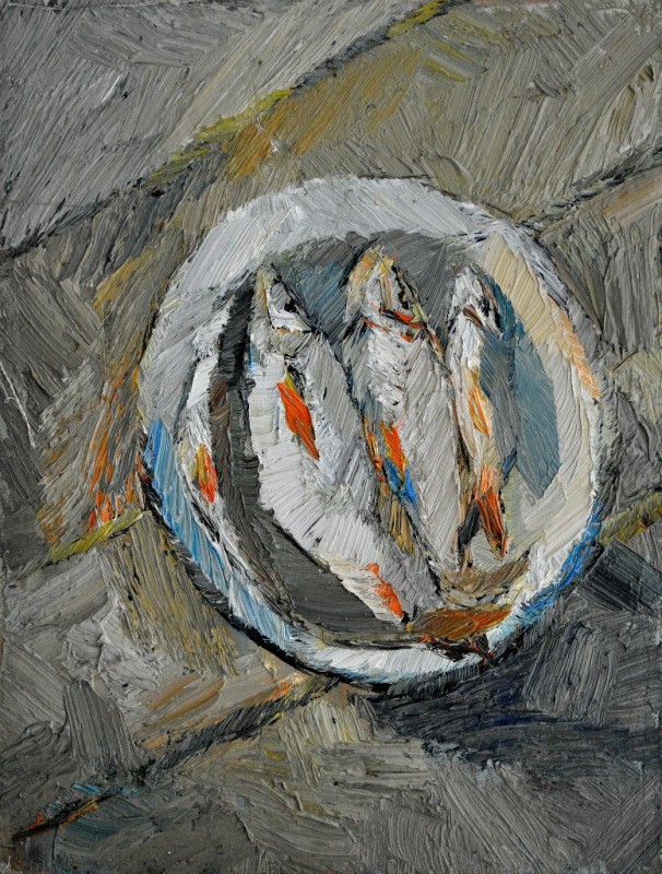 "Studiu. Pești" by Arina Stahi, 2016, 400x300mm, oil on canvas