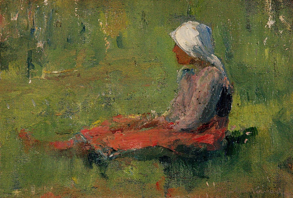 "Pictură. Figură / semifigură" by Nicolae Vermont, ulei pe tablă