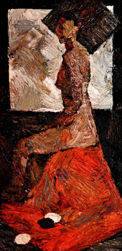 "Studiu. Nud" by Carolina Leagul, 2014, 600x300mm, oil on canvas