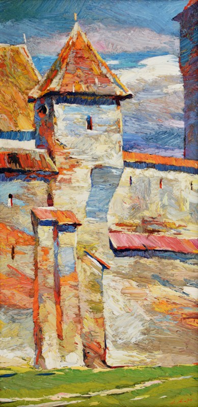 "Motiv. Moșna" by Anatol Ghimpu, 2006, 600x300mm, ulei pe pânză