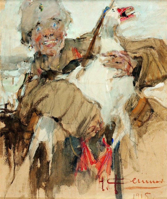 "Pictură. Figură / semifigură. Animale" by Nicolai Fechin