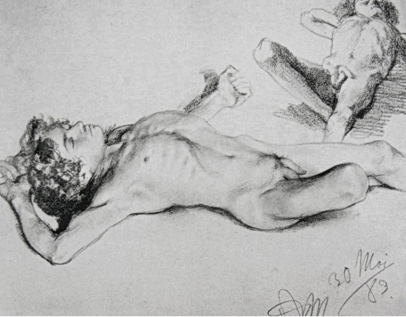 "Рисунок. Обнаженка" by Адолф Мензел, карандаш / бумага