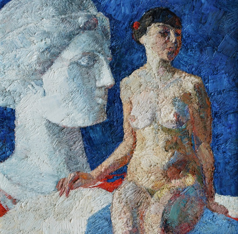 "Seminud cu ghips" by Alexandra Clapatiuc, 2010, 680x680mm, oil on canvas