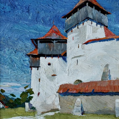 "Viscri" by Anatol Ghimpu, 2018, 520x420mm, ulei pe pânză