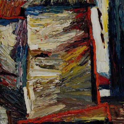 "Peisaj" by Anatol Ghimpu, 1993, 520x230mm, ulei pe pânză