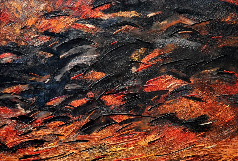 "Вороны... (Ravens ...)" by Anatol Ghimpu, 2008, 680x1000mm, oil on canvas