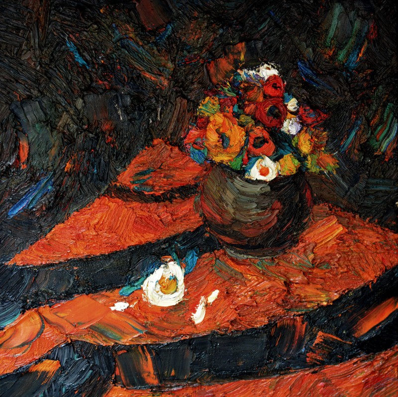 "Natură statică cu flori" by Верониcа Cрецу, 2009, 420x420mm, масло / холст