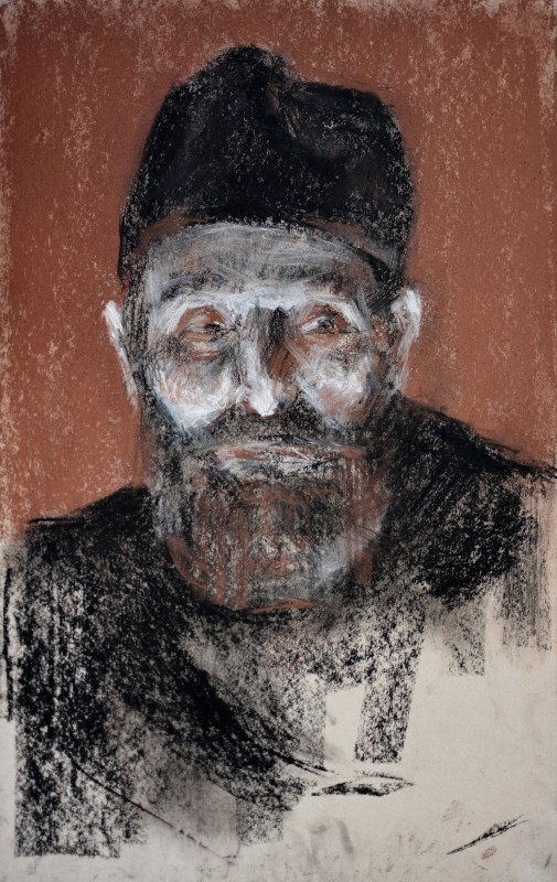 "Desen. Portret" by Ștefan Mocanu, 400x250mm, Russian sauce și sanghină pe hârtie