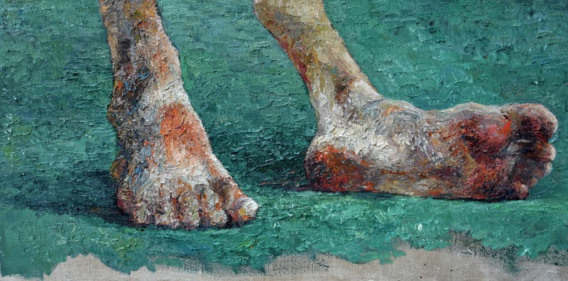 "Studiu. Laba piciorului" by Cristina Demian, 2015, 300x600mm, ulei pe pânză