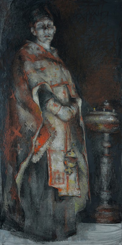 "Drawing. Figure. Long term" by Daniela Nemțanu, 1000x500mm, pastel on paper