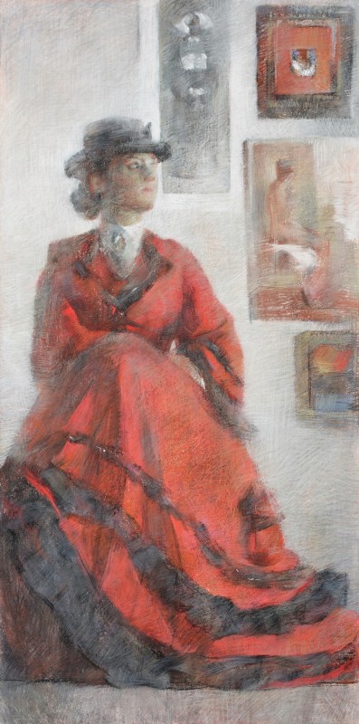 "Desen. Figură / semifigură. De lungă durată" by Maria Manchevici, 1000x500mm, pastel pe hârtie