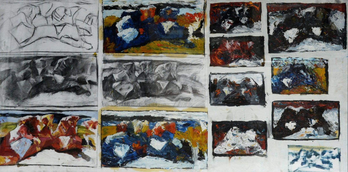 "Analiza operei de artă" by Ion Țoncu, 2015, 500x800mm, Ulei pe hârtie