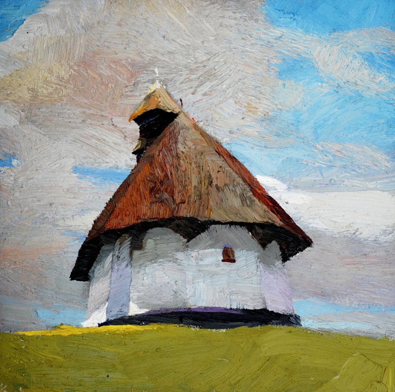 "The church. Slătioara" by Anatol Ghimpu, 2014, 400x400mm, oil on canvas
