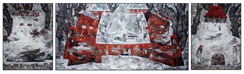 "Diplomă. Triptic - Transilvania" by Vlada Cibuc, 2017, 700x520mm, 700x1400mm, 700x520mm, ulei pe pânză
