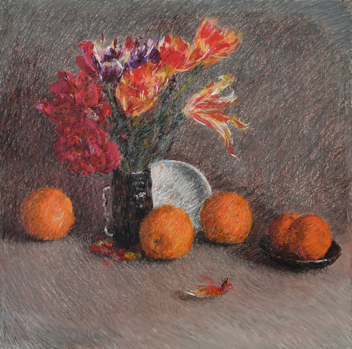 "Natură statică" by Eduard Leahu, 2021, 520x520mm, pastel pe hârtie