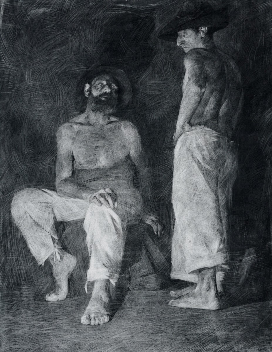 "Desen. Figură / semifigură. De lungă durată" by Cezar Ciobanu, 900x700mm, Russian sauce pe hârtie