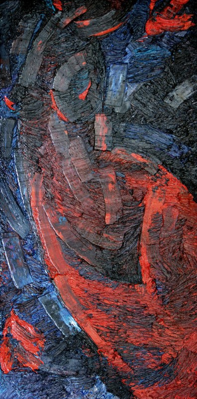 "Compoziție. Nud" by Alexandra Clapatiuc, 2010, 600x300mm, oil on canvas