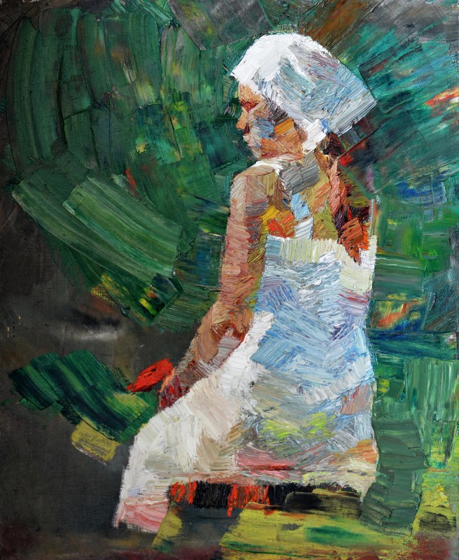 "Полуфигура в пленэре" by Ион Голубей, 2016, 520x420mm, масло / холст