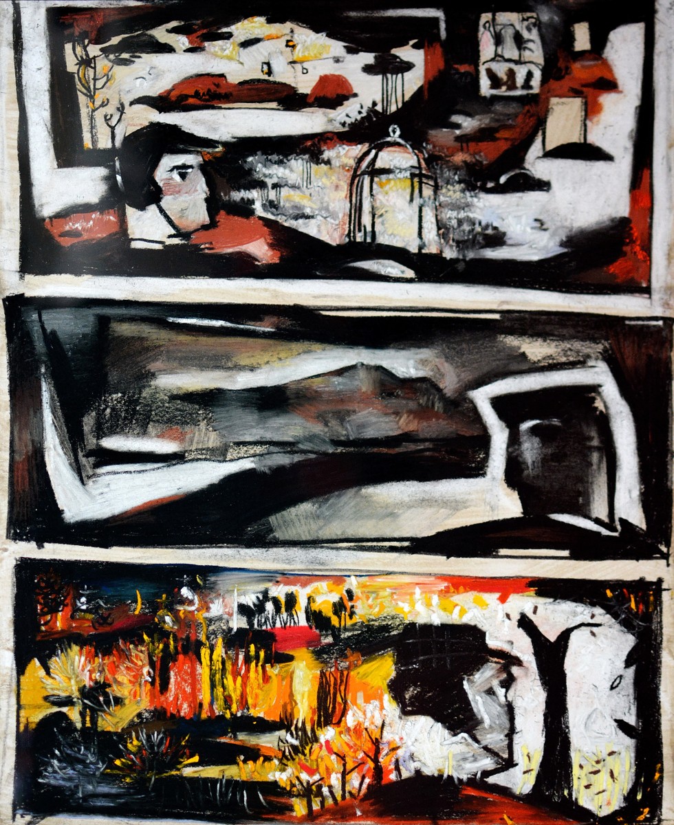 "Schițe la compoziție. Autoportret" by Mihai Onciu, 2016, 500x400mm, pastel on paper