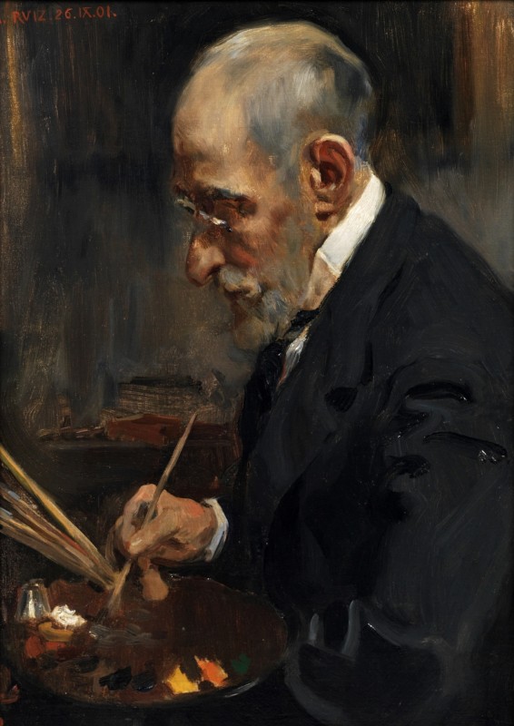 "Pictură. Autoportret" by Enrique Martínez Cubells y Ruiz Diosayuda