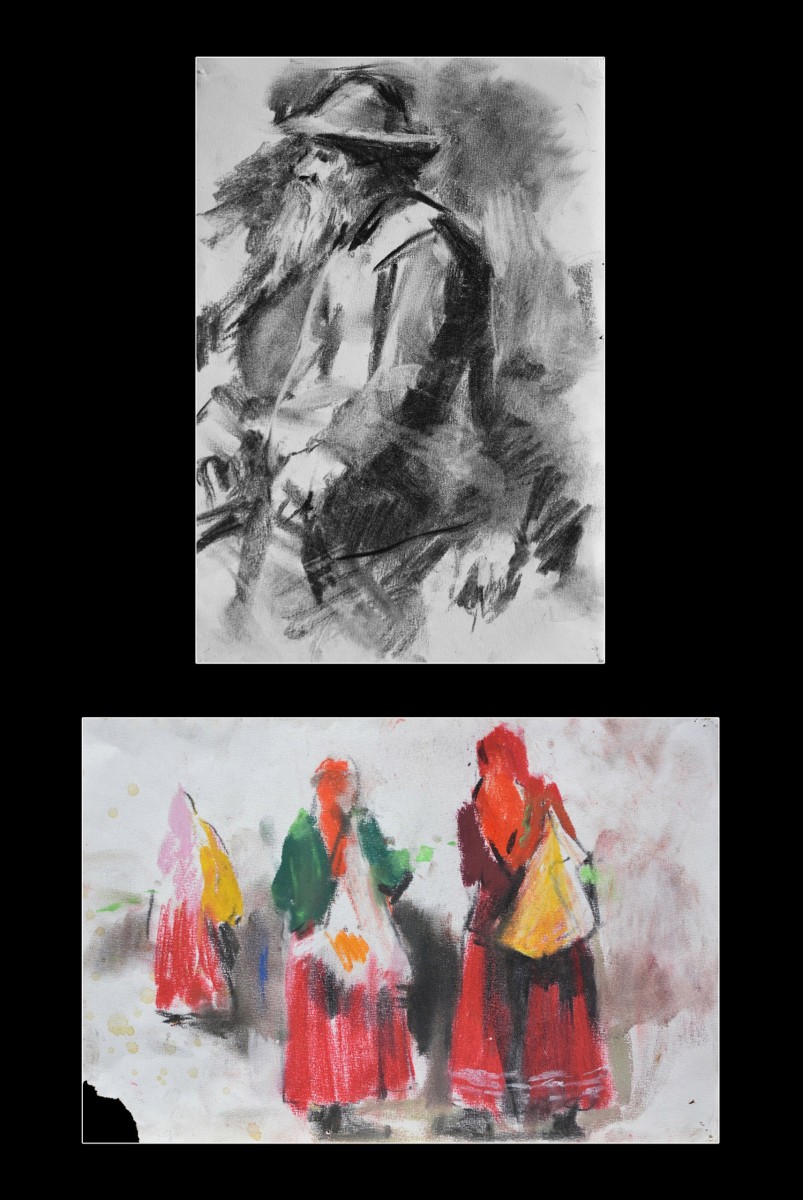 "Рисунок. Фигура / полуфигура" by Гхеоргхе Лисица, 280x190mm, 190x280mm, соус и пастель / бумага