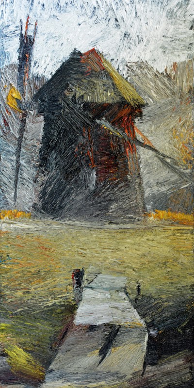 "Windmill" by Ion Golubei, 2015, 600x300mm, oil on canvas