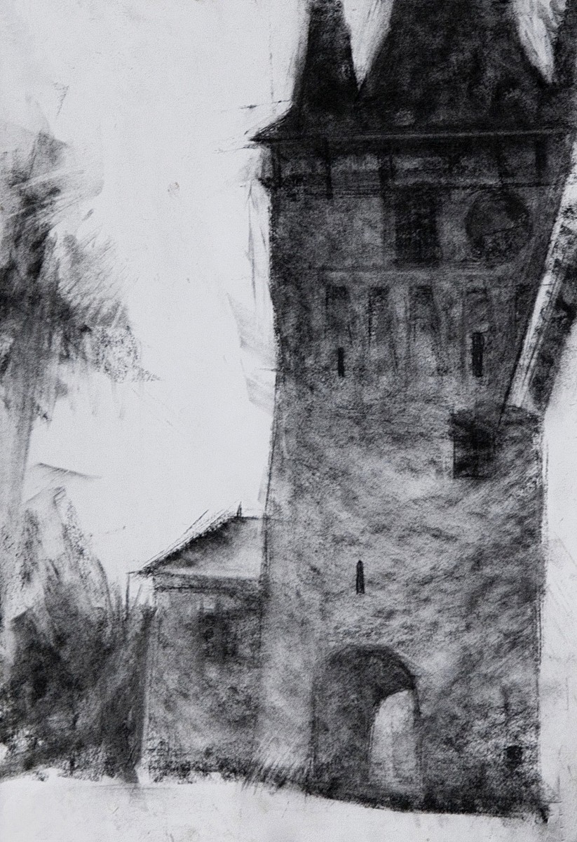 "Practica de vară. Sighișoara" by Александра Cлапатиуc, 2008, 350x250mm, соус / бумага