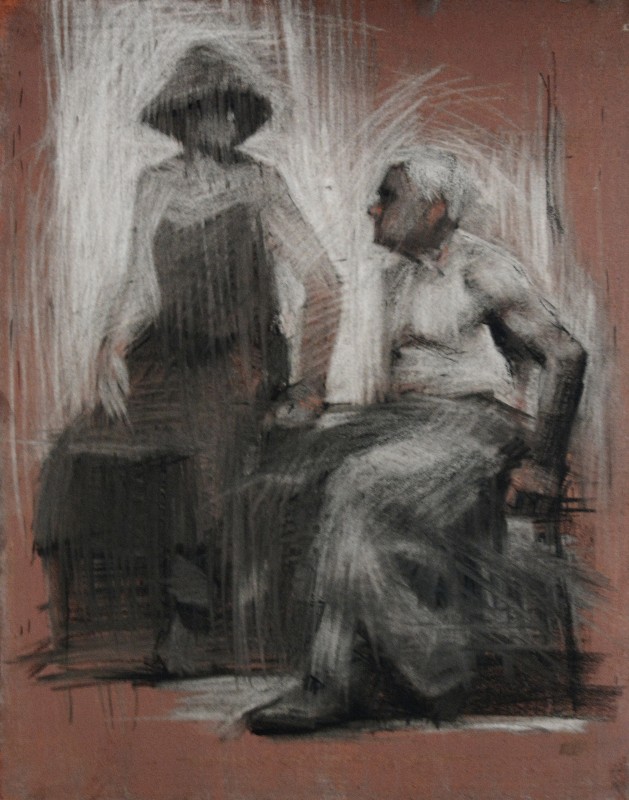 "Crochiu. Figură dublă" by Victor Teslaru, 2014, 500x400mm, Russian sauce pe hârtie