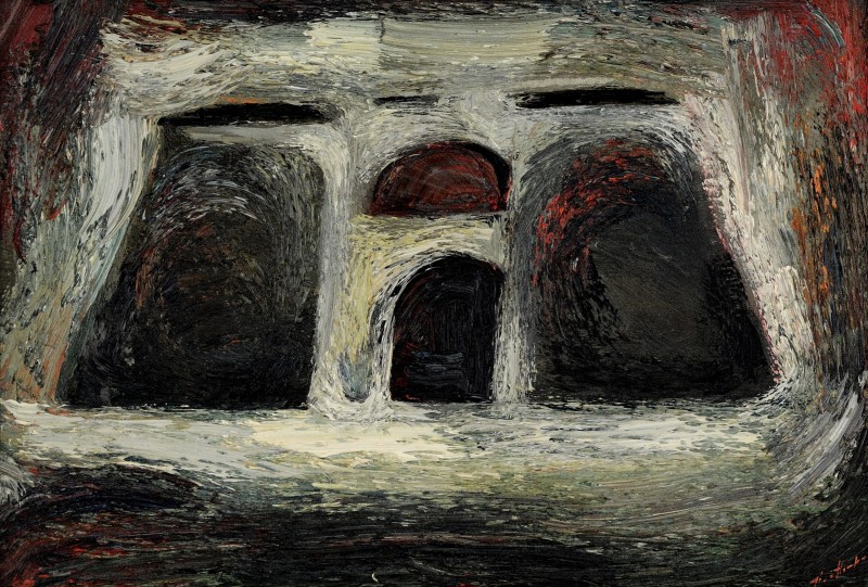 "Gates. Sucevita" by Anatol Ghimpu, 1999, 420x600mm, oil on canvas