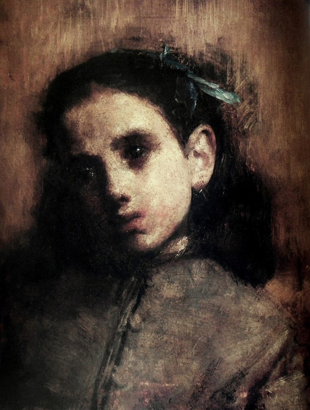 "Painting. Portrait" by Antonio Mancini, oil on canvas