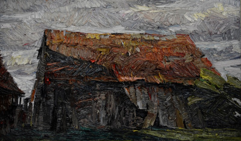 "Studiu. Șură" by Natalia Fostica, 2018, 300x520mm, ulei pe pânză