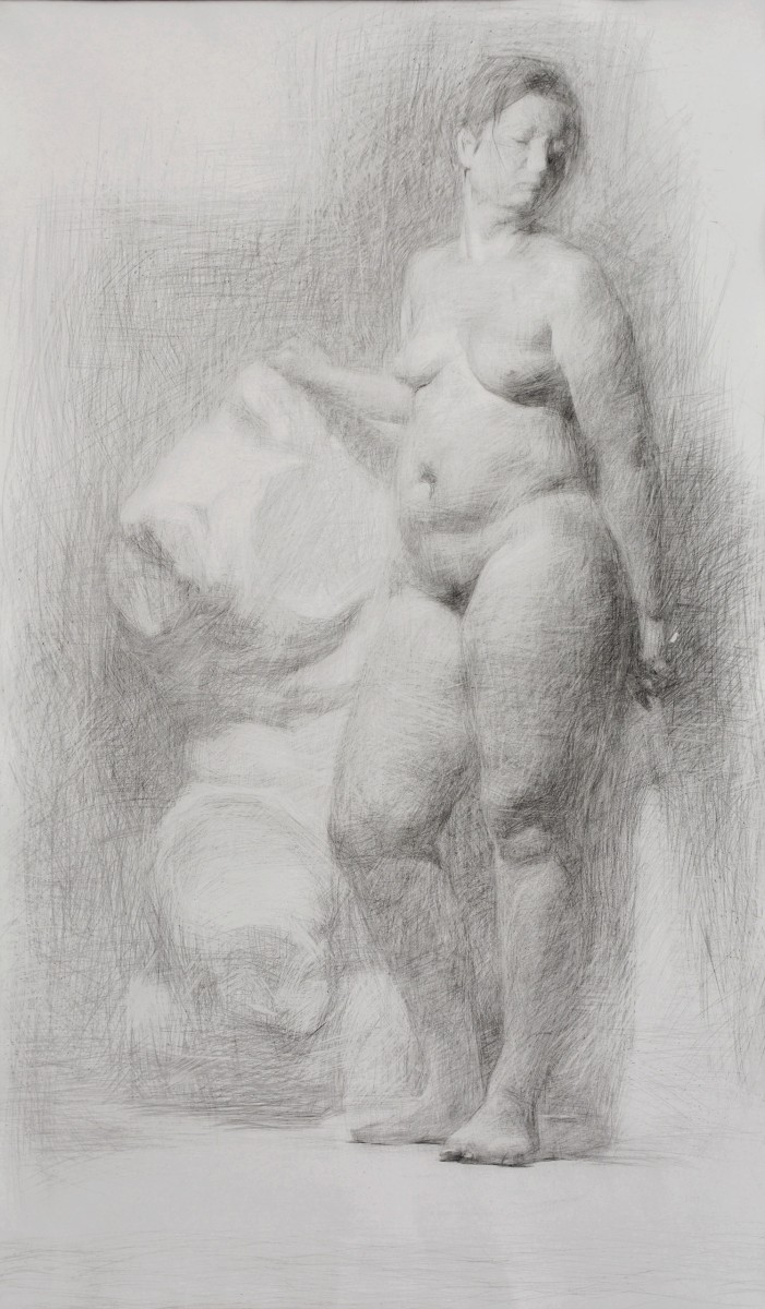 "Рисунок. Обнаженка. Продолжительный" by Ион Голубей, 970x570mm, карандаш / бумага