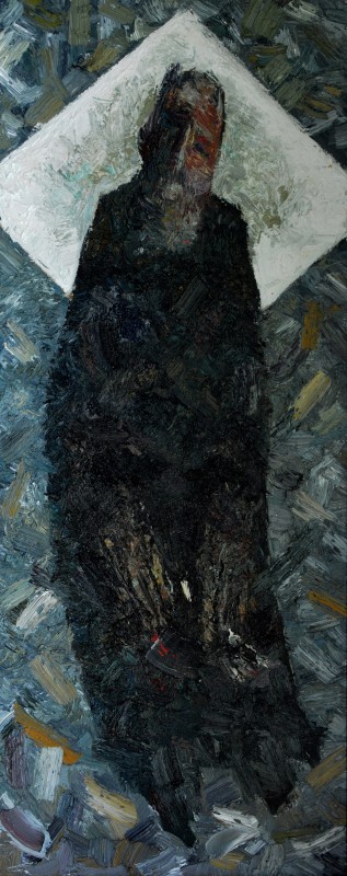 "Compoziție. Rugăciune" by Cristina Demian, 2015, 1050x400mm, oil on canvas