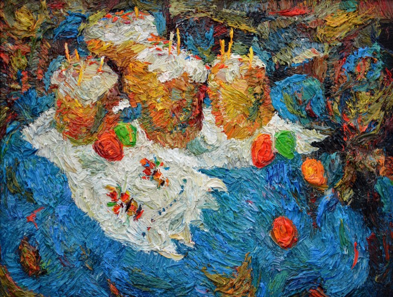 "Natură statică de Paști" by Виcтор Теслару, 2017, масло / холст